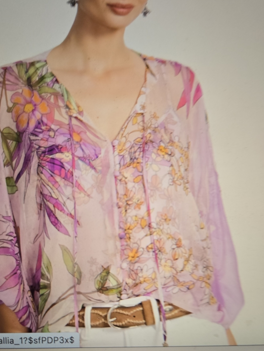 Johnny Was Lavender Floral Blouse
